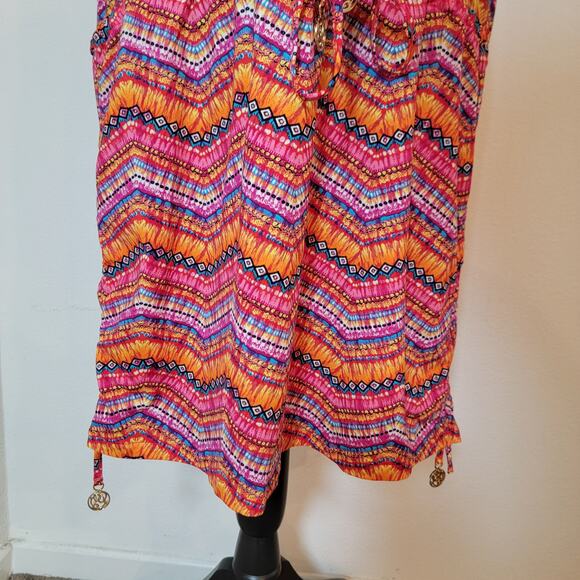 Luli Fama V-Neck Racerback Swim Cover-Up Dress Multi Color Pattern Cinch Resort - Picture 5 of 14
